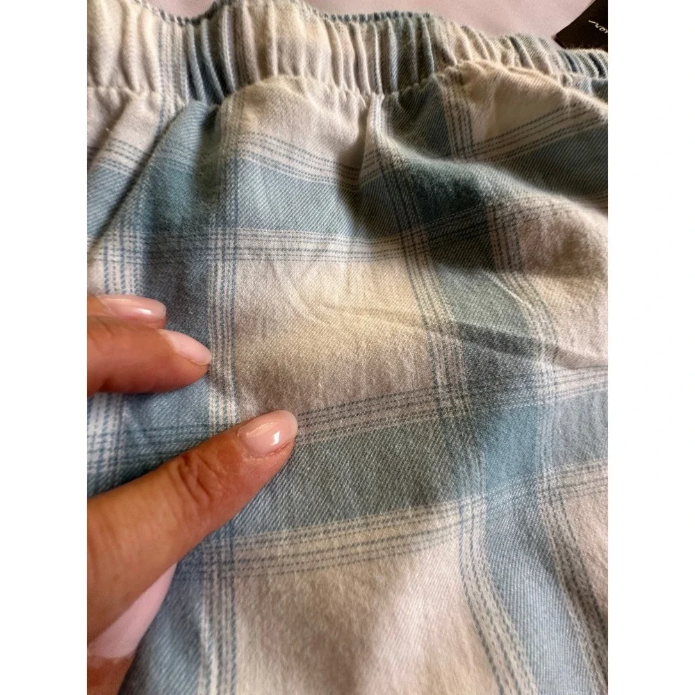 Eddie Bauer Stines Flannel Sleep Pants Porcelain Blue White Plaid Womens‎ 2XL